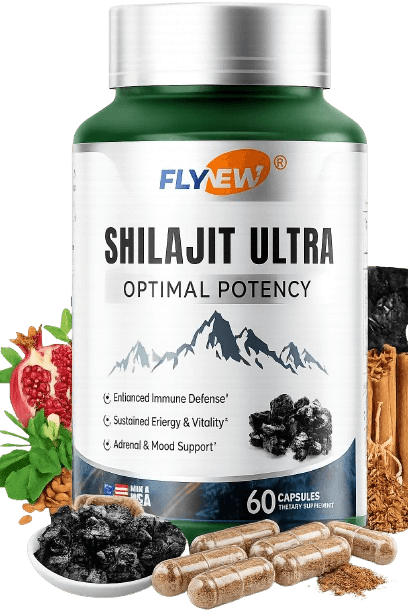 Frasco de Shilajit Ultra, suplemento natural de 60 cápsulas